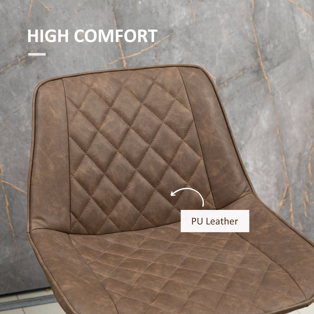 HOMCOM PU Leather Counter Height Bar Chairs Set of 2, 27.75" Bar Stools with Metal Legs for Dining Area, Kitchen Island, Brown