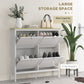 HOMCOM Entryway Shoe Storage Cabinet with 4 Flip Drawers, Adjustable Shelves, Narrow Shoe Cabinet for 20 Pairs of Shoes, White