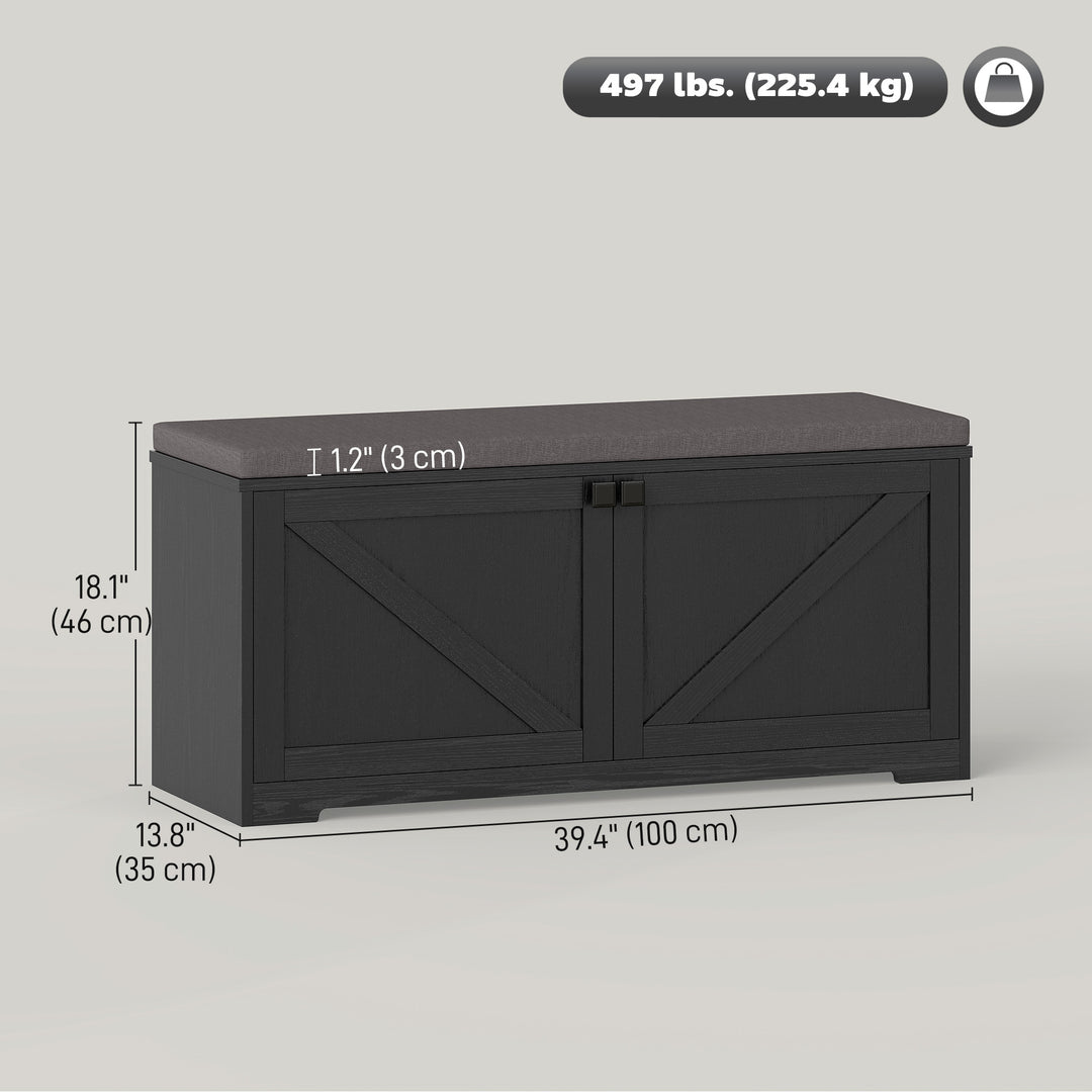 HOMCOM Shoe Storage Bench with Padded Seat, Entryway Bench Holds up to 352 lb, Shoe Organizer, 8 Pairs, Light Grey