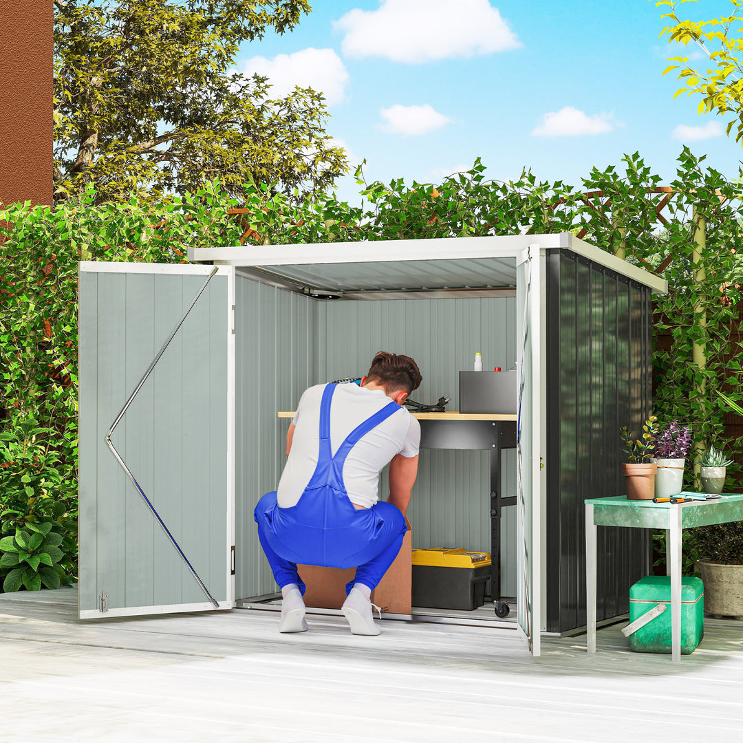 Outsunny 5x3 Metal Garden Storage Shed with Double Door, Durable Metal Shed for Garden, Patio, Lawn, Black