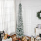 HOMCOM 6 Ft Snow-Flocked Artificial Christmas Tree, Slim Pencil Xmas Tree with Realistic Branches, Metal Base, Green