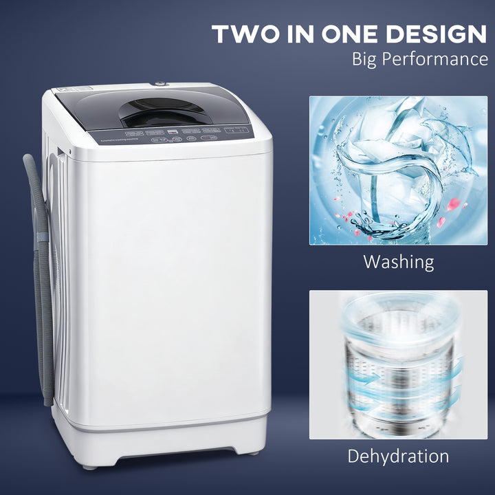 HOMCOM Compact Washer, Portable Washing Machine, Full Automatic Washer with 8 Programs and 6 Water Levels, White