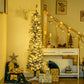 HOMCOM 6' Flocked Christmas Trees, Pencil Prelit Artificial Christmas Tree with Snow Branches, Pink