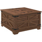 HOMCOM Farmhouse Coffee Table, Square Center Table with Flip-top Lids, Hidden Storage Compartment, Black