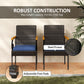 Outsunny Set of 2 Rattan Outdoor Dining Chairs, Wicker Patio Chairs with Removable Cushion, Acacia Wood Armrests, Light Grey