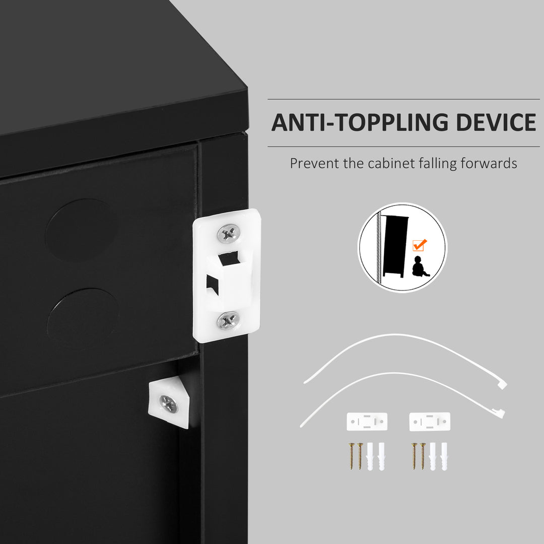 HOMCOM High Gloss Buffet Sideboard with 2 Drawers, 2 Doors and Adjustable Shelf, Kitchen Storage Cabinet with Push Open Design, White