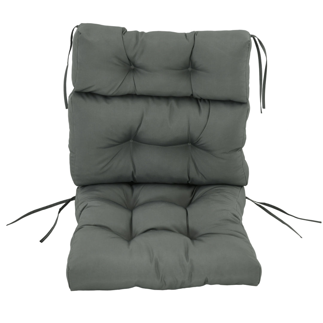 Outsunny Outdoor Patio Chair Seat/Back Chair Cushion Replacement, Tufted Pillow with Thick Filling and String Ties, Dark Grey