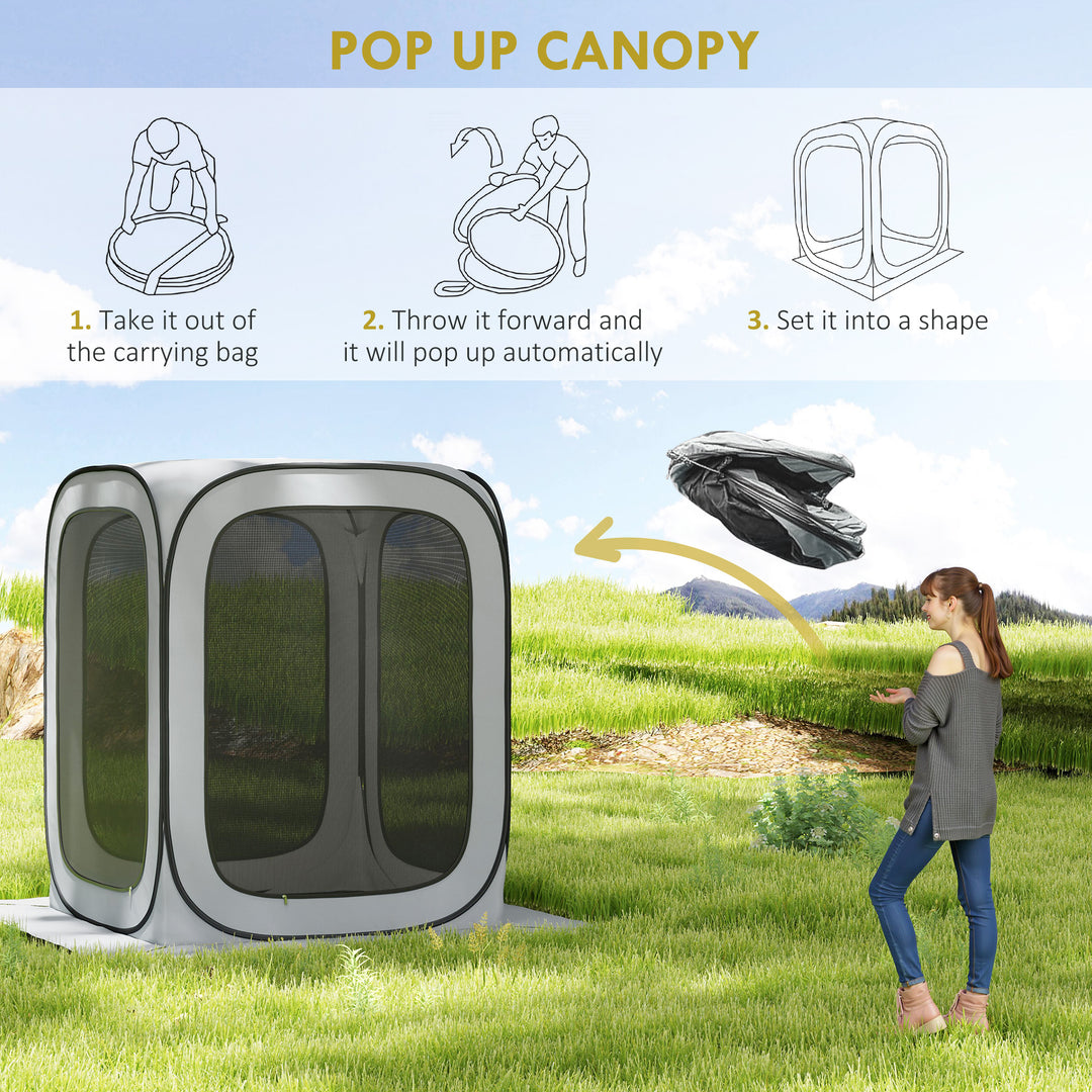 Outsunny 6 x 6ft Pop Up Screen Tent, UPF50+ Portable Camping Gazebo Screen House with Carry Bag, Light Grey