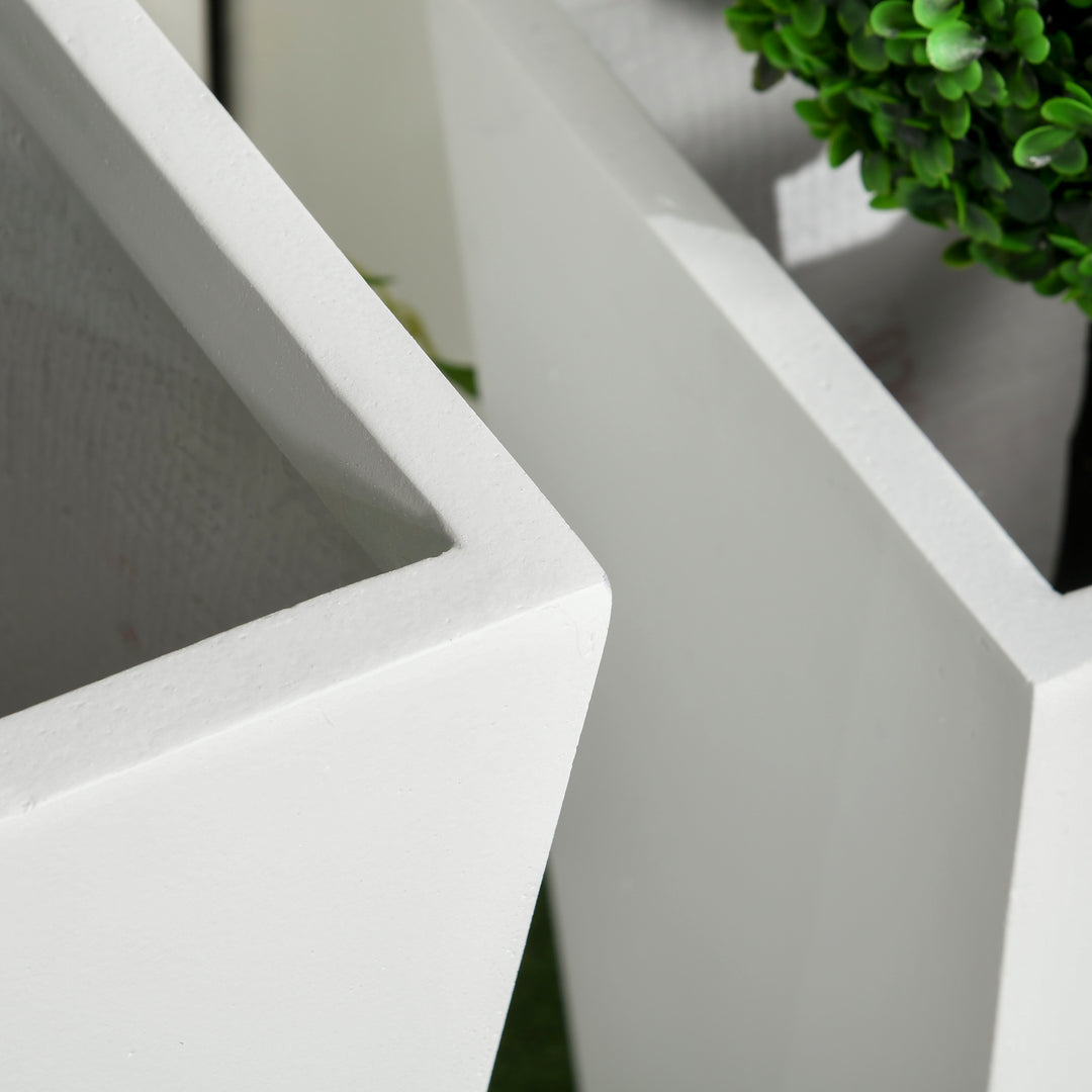 Outsunny Set of 2 Tall Planters with Drainage Holes, 22" / 18" Outdoor Flower Pots for Patio, Yard, Garden, Grey