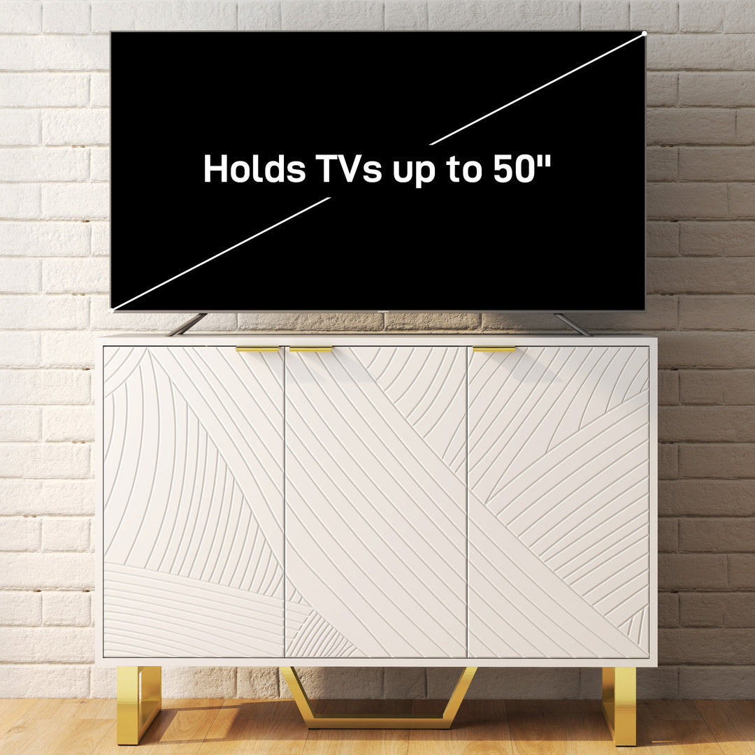 HOMCOM Sideboard Buffet Cabinet with Adjustable Shelves, Living Room Cabinet, TV Cabinet for 50 Inch TV, White