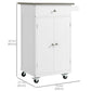 HOMCOM Kitchen Cart, Small Kitchen Island, Stainless Steel Top Utility Trolley on Wheels with Storage Drawer for Dining Room, Kitchen (White)