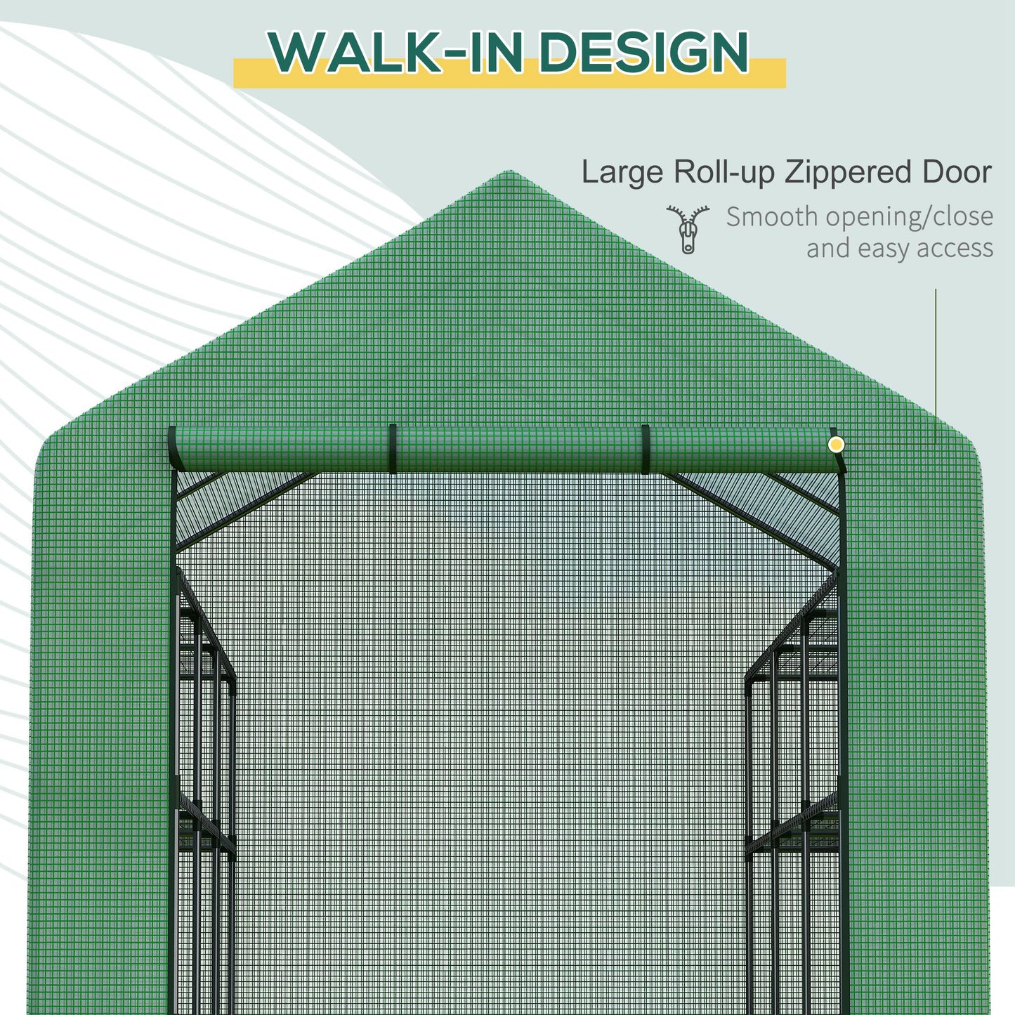 Outsunny 8' x 6' x 7' Portable Walk-In Greenhouse Hot House with 18 Shelves,  Water/UV Resistant Weather Cover, & Roll Up Door