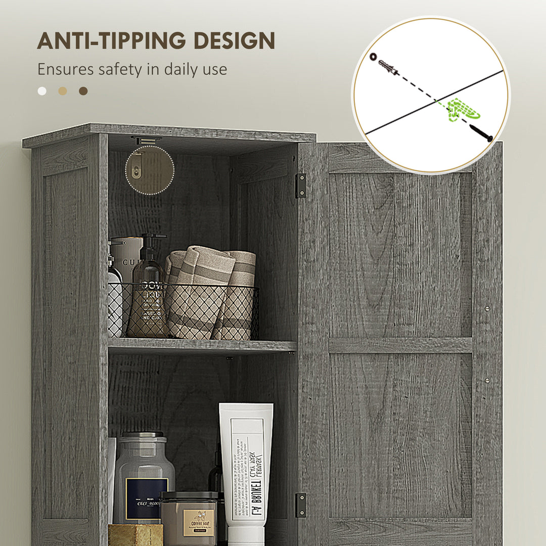 HOMCOM 67" Tall Bathroom Cabinet, Narrow Bathroom Storage Cabinet with Drawer, Barn Doors and Adjustable Shelves, Black