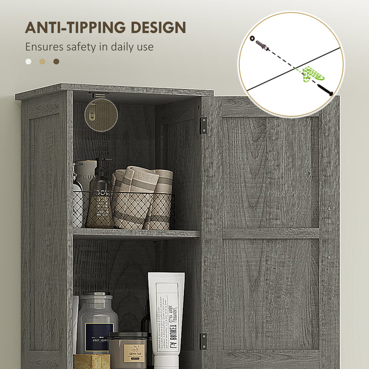 HOMCOM 67" Tall Bathroom Cabinet, Narrow Bathroom Storage Cabinet with Drawer, Barn Doors and Adjustable Shelves, Black