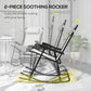Outsunny 2pc Patio Foldable Rocking Chair Set w/ Breathable Mesh Seat & Backrest, Headrest for Park, Backyard, Garden, Cream