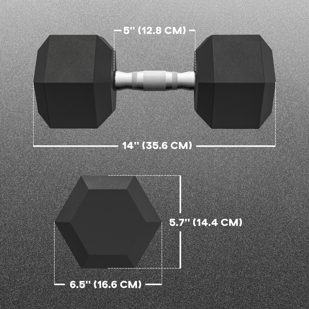 Soozier 2 x 45lbs Rubber Hex Dumbbells Weight Dumbbell Hand Weight Barbell for Body Fitness Training for Home Office Gym, Black