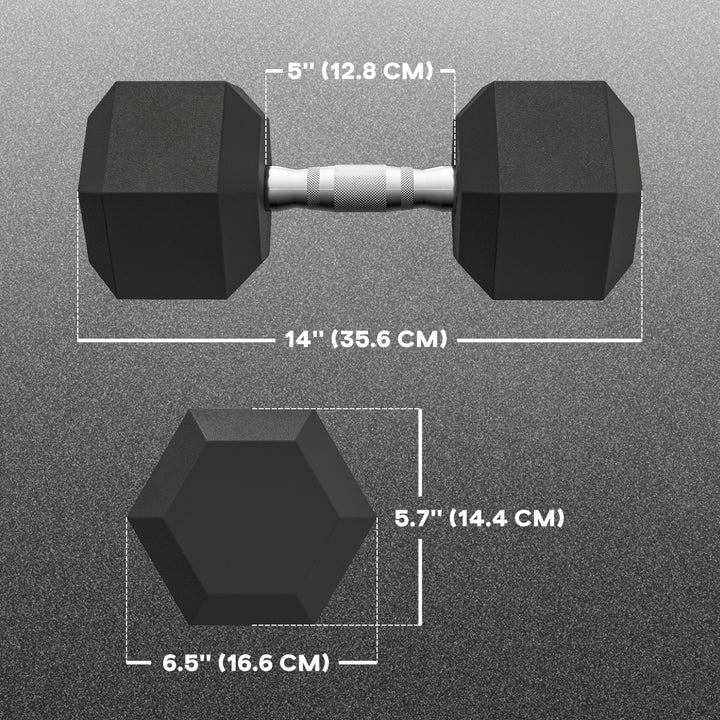 Soozier 2 x 45lbs Rubber Hex Dumbbells Weight Dumbbell Hand Weight Barbell for Body Fitness Training for Home Office Gym, Black