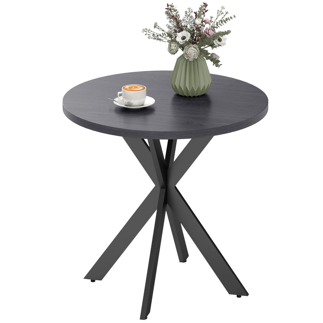 HOMCOM 29" Dining Table, Contemporary Round Kitchen Table with Steel Legs, Grey