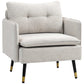 HOMCOM Modern Armchair, Upholstered Accent Chair with Tufted Back Cushion and Steel Legs for Living Room, Bedroom, Grey
