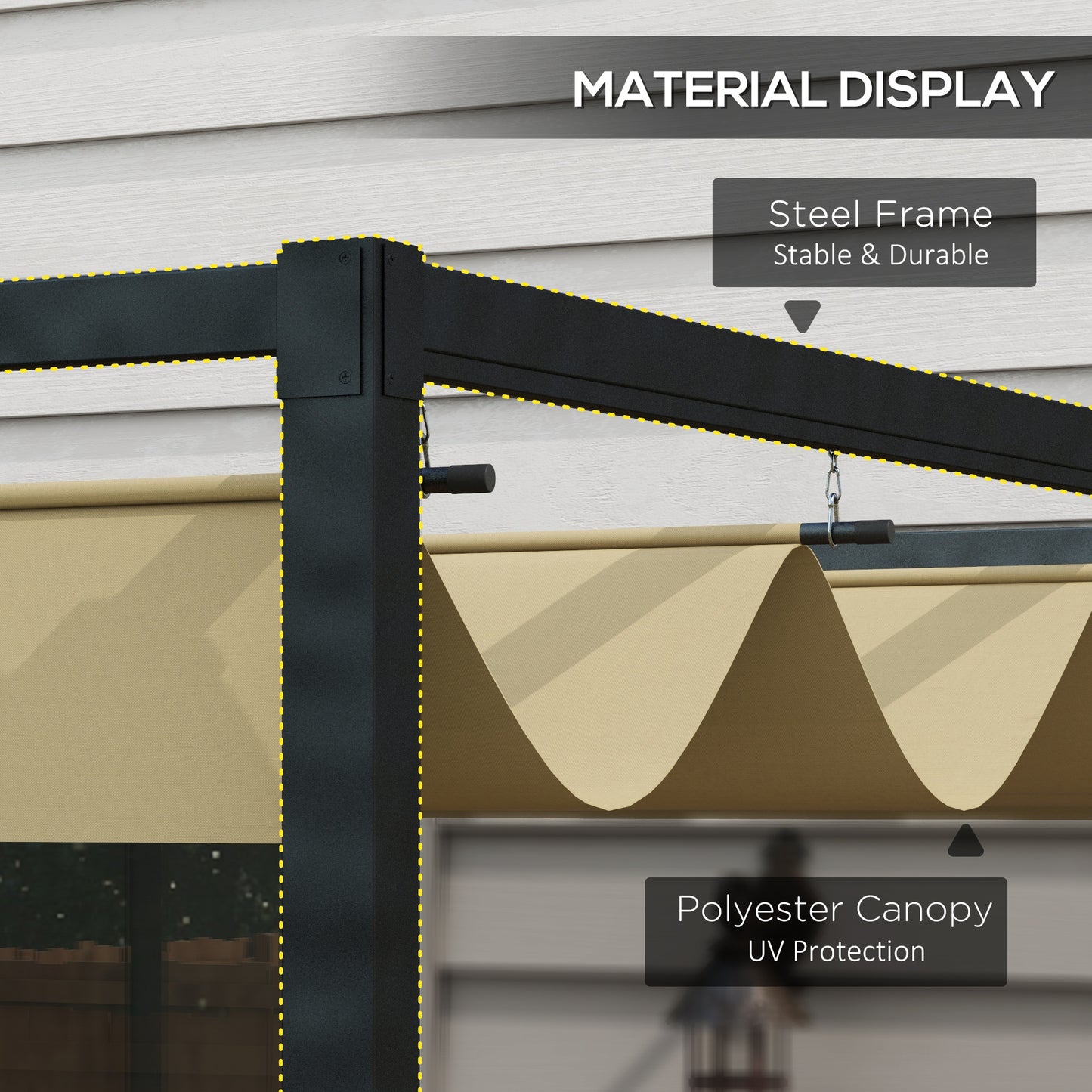 Outsunny 10x7ft Pergola with Retractable Roof Outdoor Patio Sun Shelter Garden Grape Tent Water-resistant Yard Shade Grey