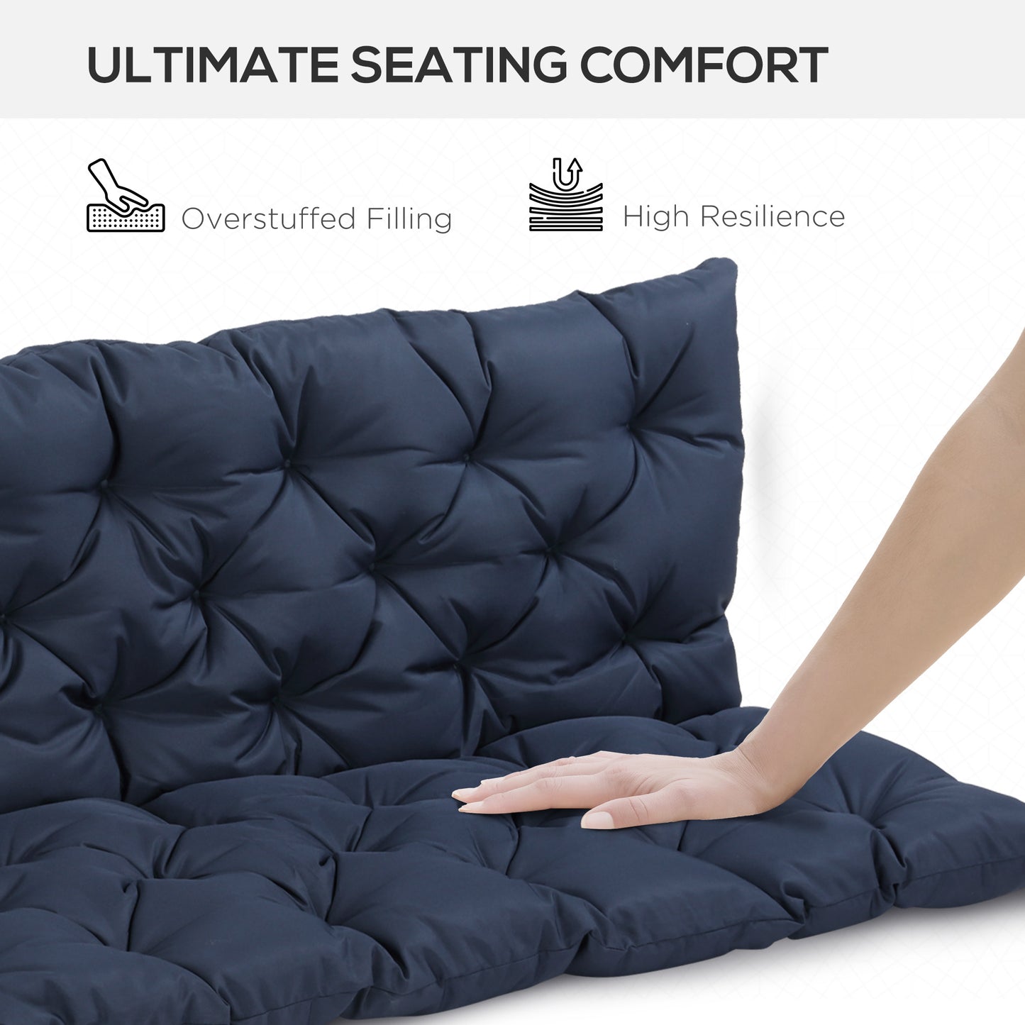 Outsunny 3 Seater Outdoor Seat Pads Bench Swing Chair Replacement Cushions Backrest for Patio Garden, Dark Grey