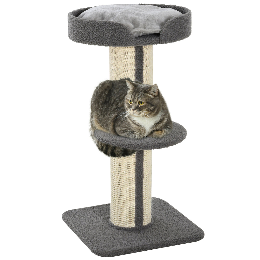 PawHut Cat Tree Kitty Tower with Sisal Mat Scratching Post, Cat Bed, Cushion, Perch, 18" x 18" x 36", Brown