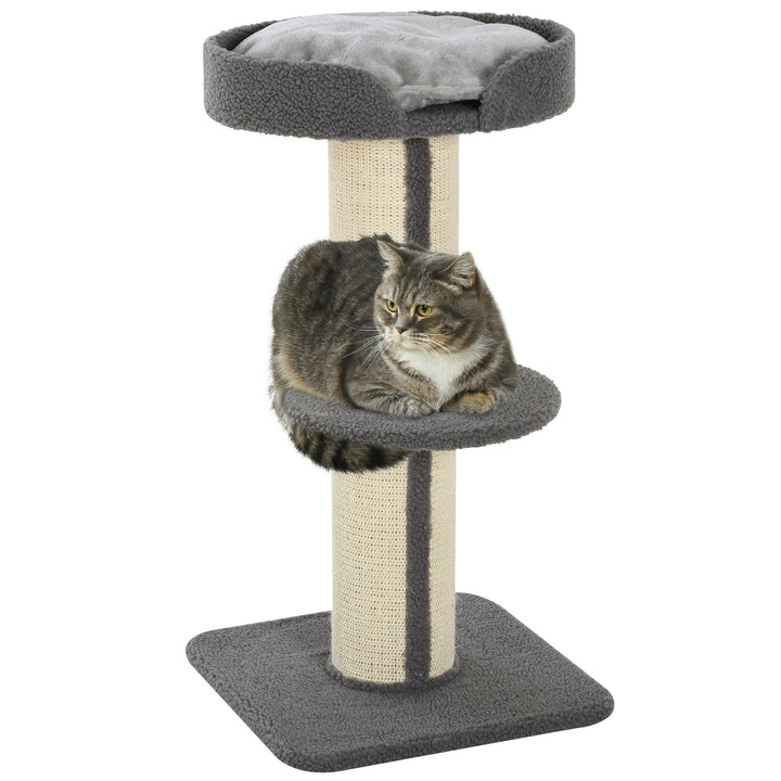 PawHut Cat Tree Kitty Tower with Sisal Mat Scratching Post, Cat Bed, Cushion, Perch, 18" x 18" x 36", Brown
