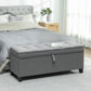 HOMCOM Storage Ottoman Bench, Foot Rest with Safety Hinges, 47 Inches Linen Storage Chest for Living Room, Dark Grey