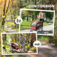 Aosom 2-in-1 Bike Trailer for Kids, Foldable 2-Seat Baby Stroller with 5-Point Harness, Rubber Wheels, Storage Bag, Black