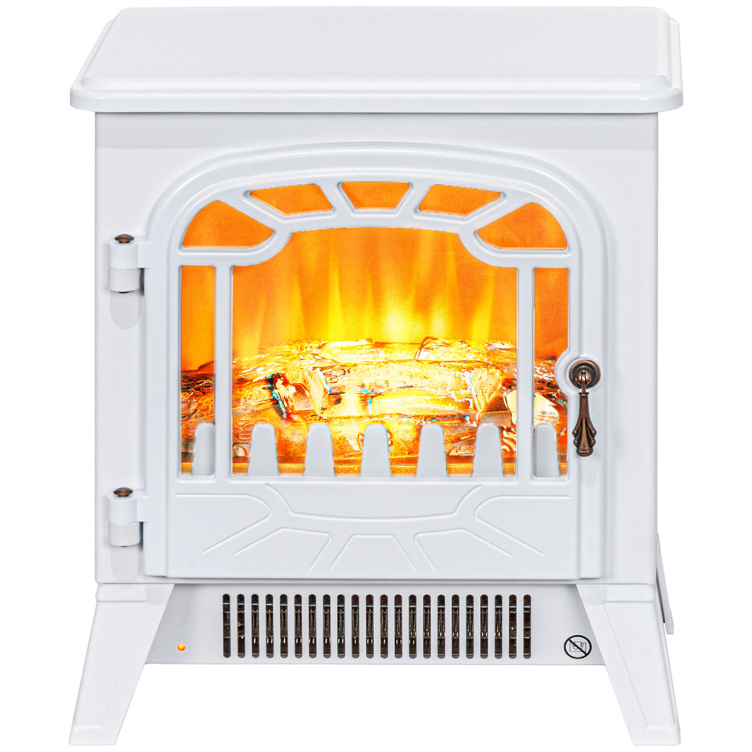 HOMCOM Freestanding Electric Fireplace Stove Heater with Realistic Flame Effect, Overheat Protection, 750W/1500W, Black