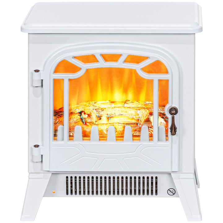 HOMCOM Freestanding Electric Fireplace Stove Heater with Realistic Flame Effect, Overheat Protection, 750W/1500W, Black