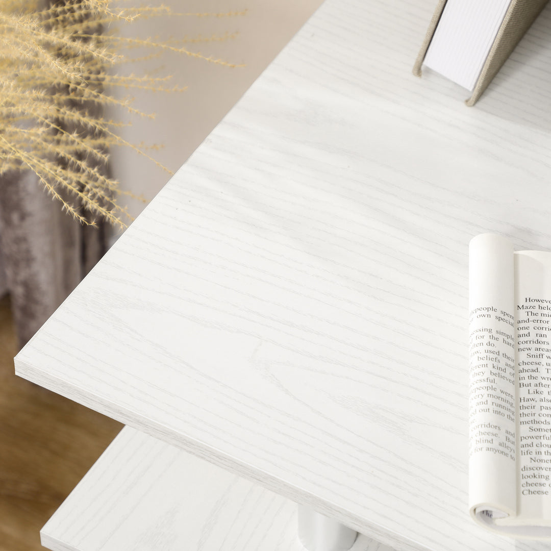 HOMCOM 47" Computer Desk with Keyboard Tray and Storage Drawers, Home Office Workstation Table with Storage Shelves, White