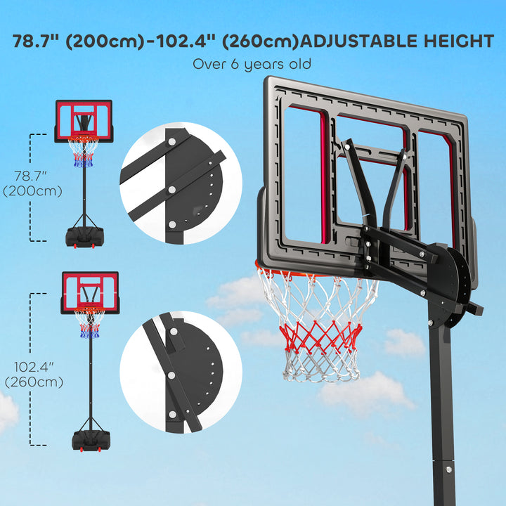 Qaba Kids Basketball Hoop, 6.6-8.5ft Adjustable Height Basketball Net with Weight Bag, for Indoor Outdoor, for 6+ Years