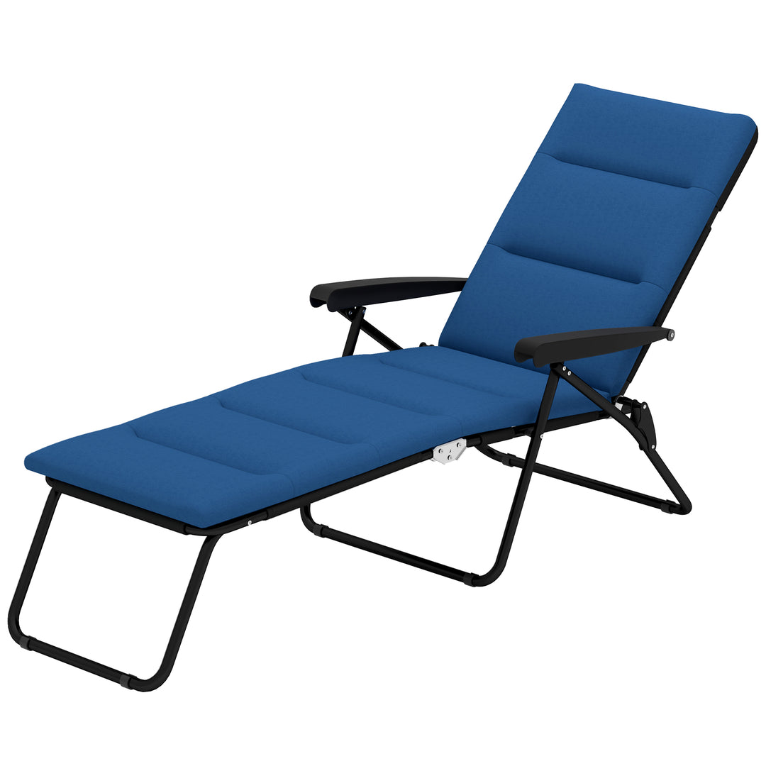 Outsunny Foldable Lounge Chair, Reclining Patio Sun Lounger with 6-Position Adjustable Back, Grey