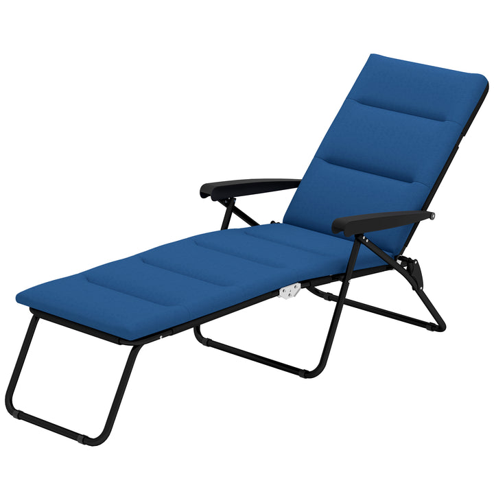 Outsunny Foldable Lounge Chair, Reclining Patio Sun Lounger with 6-Position Adjustable Back, Grey