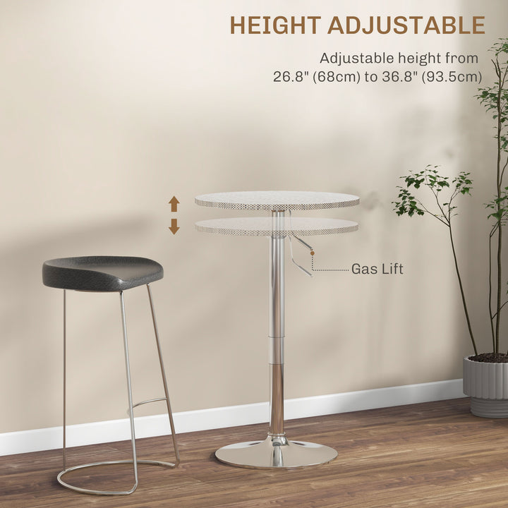 HOMCOM Adjustable Bar Table for 2, Round Pub Table with PE Rattan Top and Steel Base for Home Bar, Small Dining Room, Grey