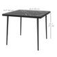 Outsunny Outdoor Dining Table for 4, Square Patio Dining Table with Marble Effect Tempered Glass Top and Steel Frame, White