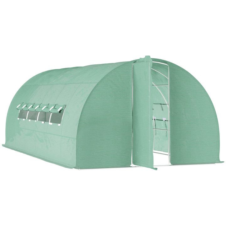 Outsunny 20x10x6.6ft Heavy Duty Outdoor Walk-in Tunnel Greenhouse Portable Garden Planting Warm House with PE Cover Green