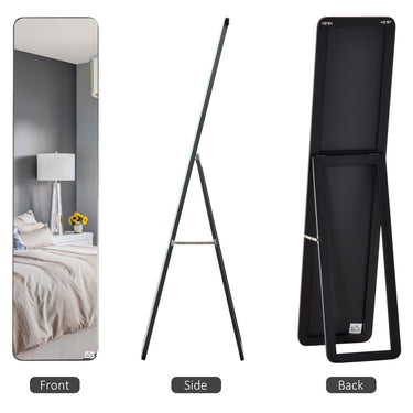 HOMCOM Full Length Mirror for Bedroom, Free Standing Dressing Mirror, Wall Mirror with Wood Frame, 15" x 61", Black