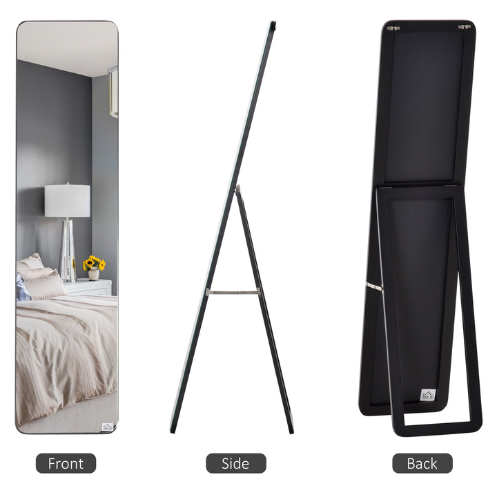 HOMCOM Full Length Mirror for Bedroom, Free Standing Dressing Mirror, Wall Mirror with Wood Frame, 15" x 61", Black