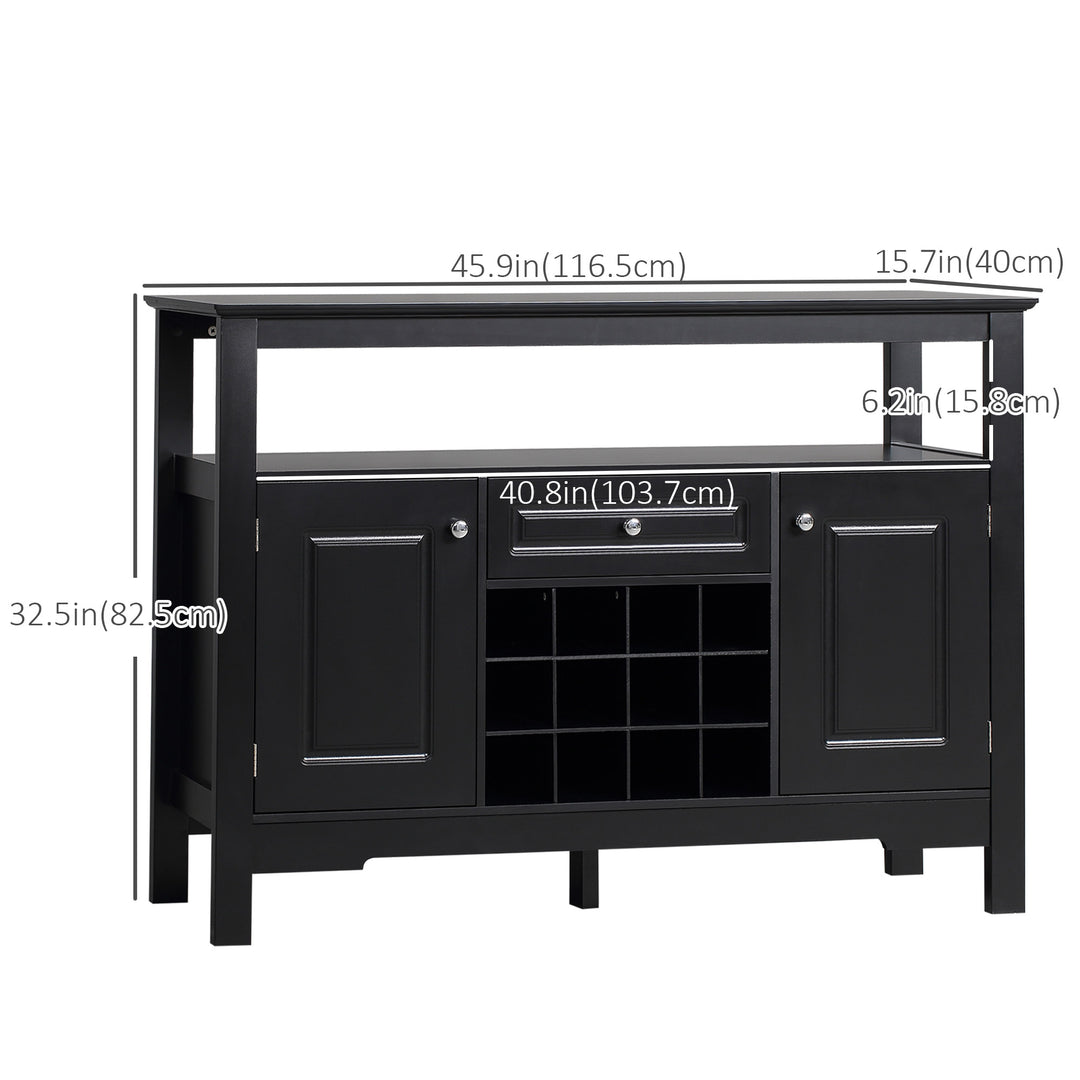 HOMCOM Modern Kitchen Buffet Bar Cabinet Storage Sideboard Dining Server with Drawer & 12-Bottle Wine Rack for Living Room, Espresso