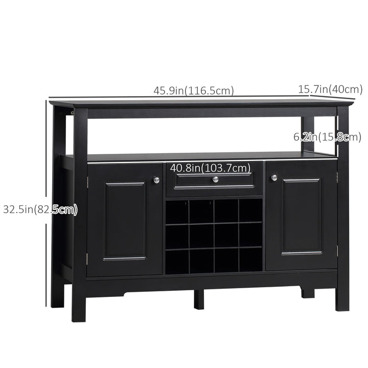 HOMCOM Modern Kitchen Buffet Bar Cabinet Storage Sideboard Dining Server with Drawer & 12-Bottle Wine Rack for Living Room, Espresso