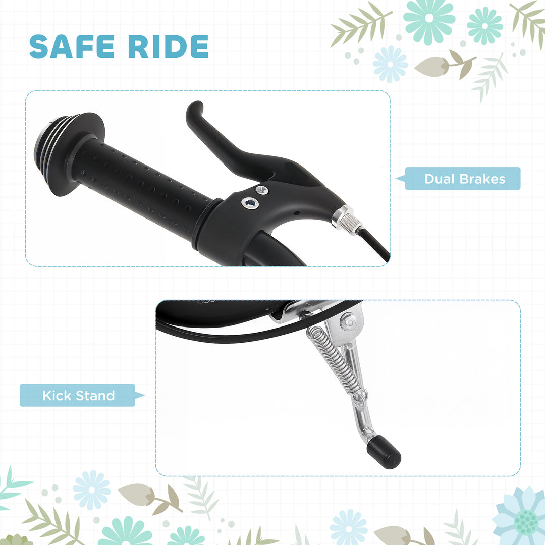 Aosom Dual Brakes Kick Scooter 12-Inch Inflatable Front Wheel Ride On Toy for Age 5+, Black