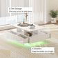 HOMCOM Coffee Table with RGB LED Lights, Modern Living Room Table with 4 Drawers, Open Shelf, Remote Control, High Gloss White