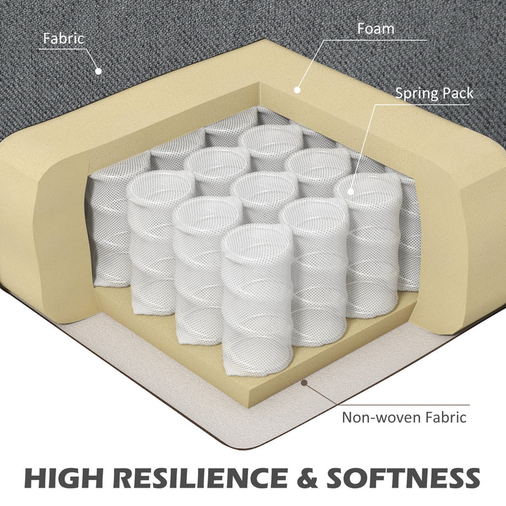 HOMCOM L-Shape Sofa, Modern Sectional Couch with Changeable Chaise Lounge, Pillows and Wooden Legs for Living Room, Dark Grey