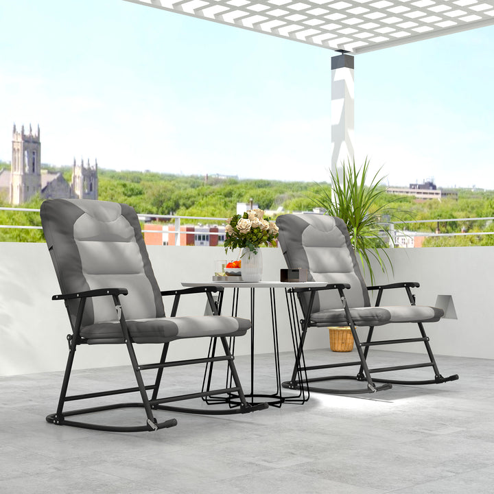 Outsunny Folding Rocking Chair Set of 2 Padded Rockers with Armrest, Navy Blue