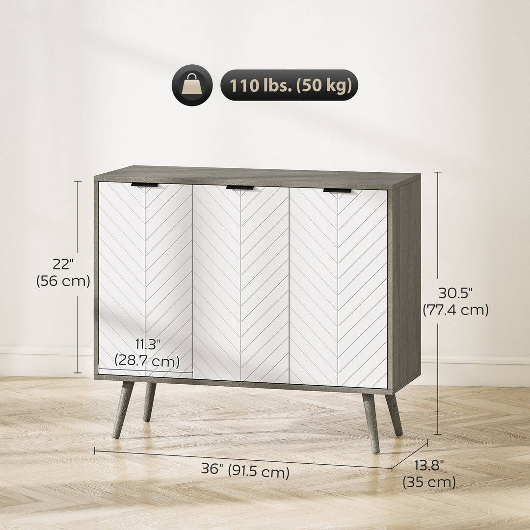 HOMCOM Modern Sideboard and Buffet, Dining Room Cabinet with Adjustable Shelves and 3 Doors, Black