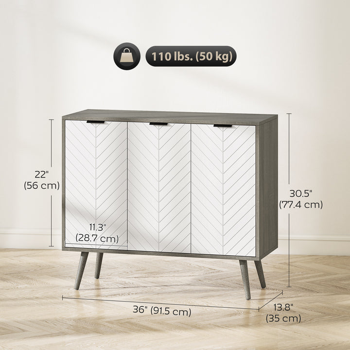 HOMCOM Modern Sideboard and Buffet, Dining Room Cabinet with Adjustable Shelves and 3 Doors, Black