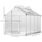 Outsunny 6' x 10' x 6.4' Walk-in Garden Greenhouse Polycarbonate Panels Plants Flower Growth Shed Cold Frame Outdoor Portable Warm House Aluminum Frame, Silver