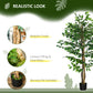 HOMCOM Set of 2 5ft Artificial Trees Ficus, Indoor Fake Plants with Pot, for Home Decor